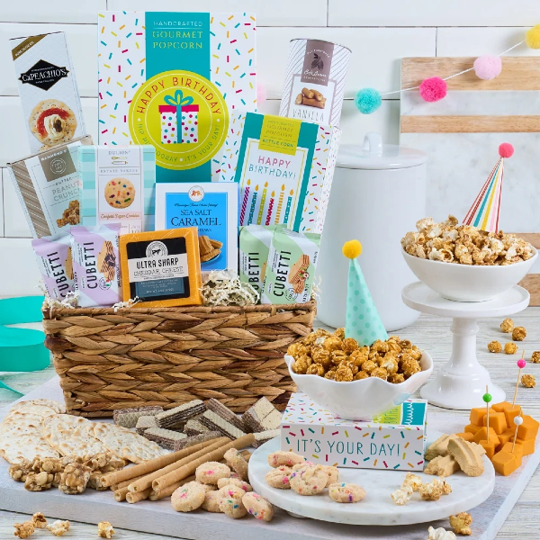 Happy Birthday Snacks for All Ages Celebration Gift Basket