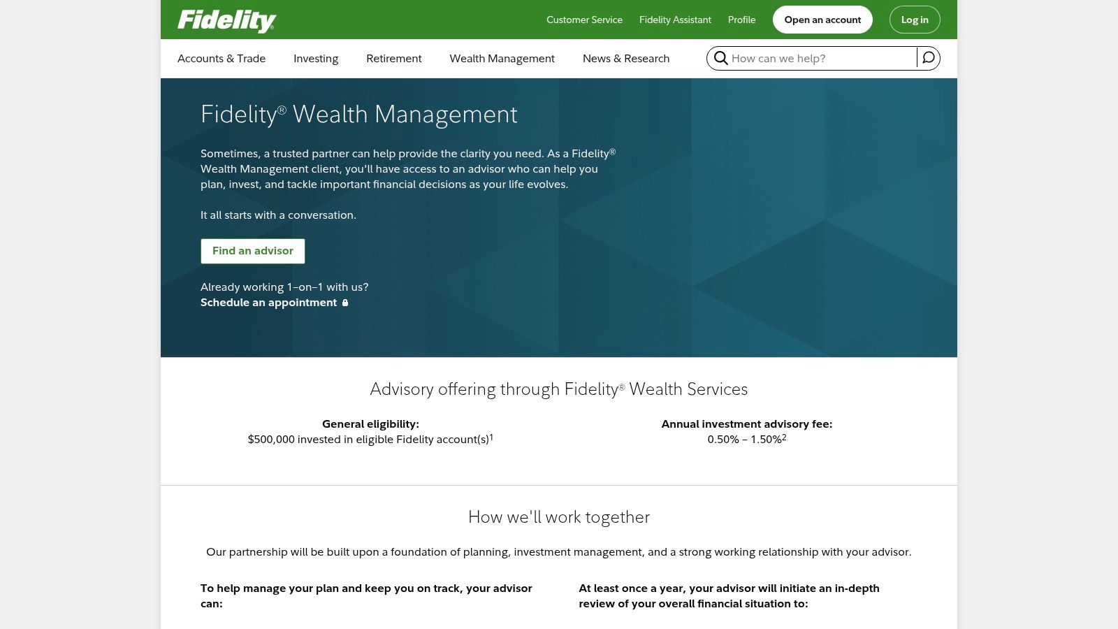 Fidelity Wealth Management (Fidelity Advisory Services / Fidelity Go)