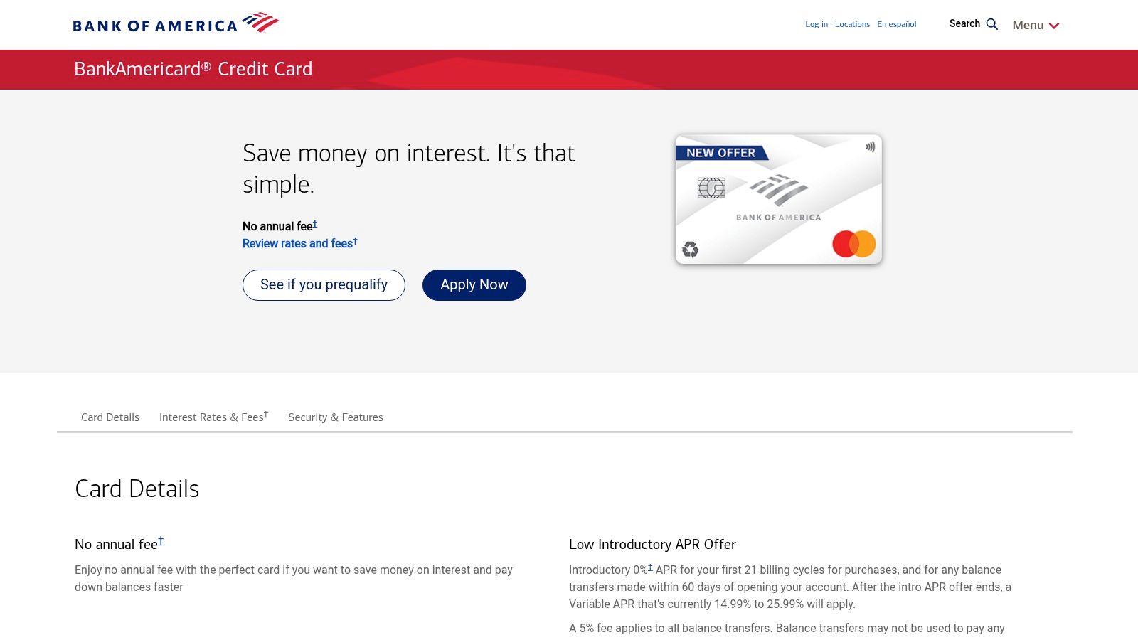 BankAmericard Credit Card