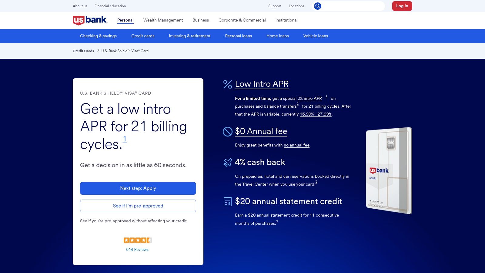 U.S. Bank Shield Visa (formerly Visa Platinum)