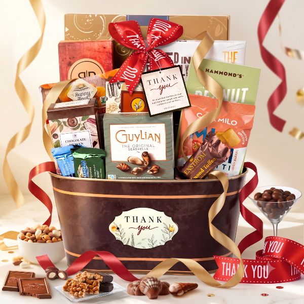 Ghirardelli Gourmet Chocolate Delightful Treats Thank You Gift Basket