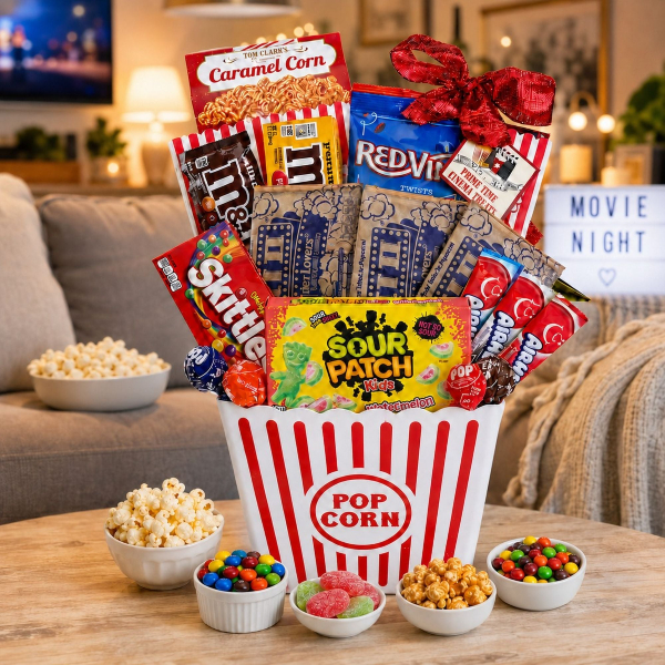 Skittles Movie Night Binge Watch Couch Potato Gift Basket
