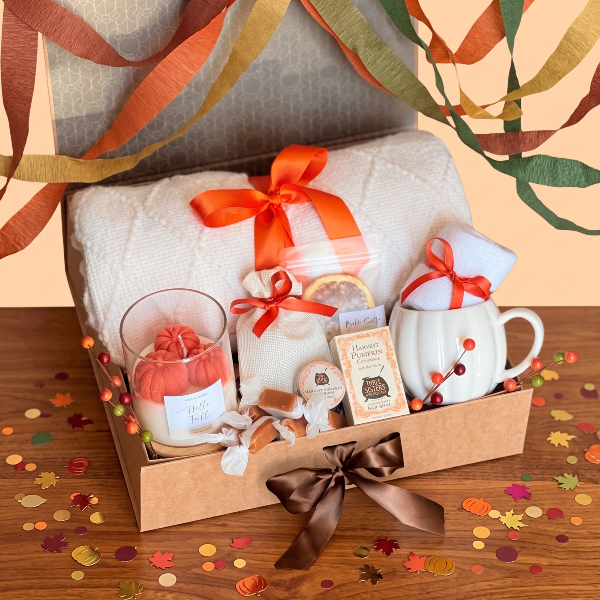 Pumpkin Spice Autumn Salted Caramels Thinking of You Gift Basket